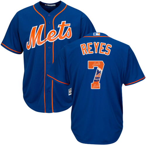 Mets #7 Jose Reyes Blue Team Logo Fashion Stitched MLB Jersey - Click Image to Close